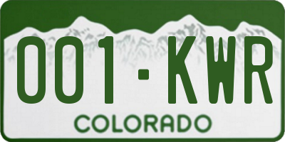 CO license plate 001KWR