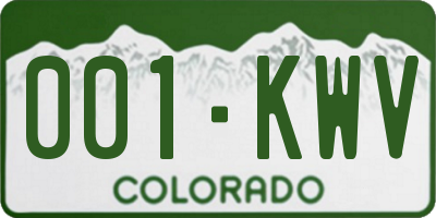 CO license plate 001KWV