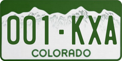 CO license plate 001KXA