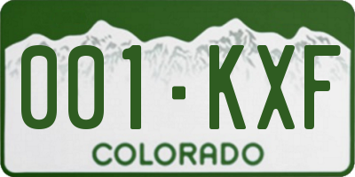 CO license plate 001KXF