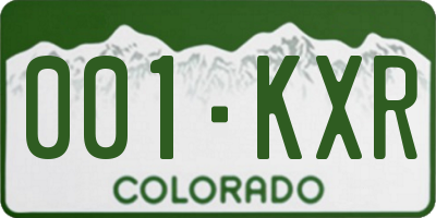 CO license plate 001KXR