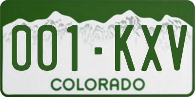 CO license plate 001KXV