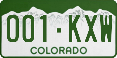 CO license plate 001KXW