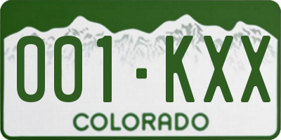 CO license plate 001KXX