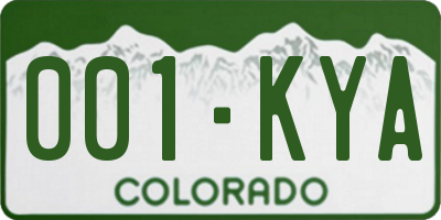 CO license plate 001KYA