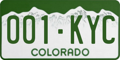 CO license plate 001KYC