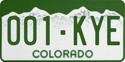 CO license plate 001KYE