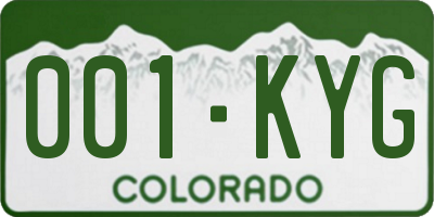 CO license plate 001KYG