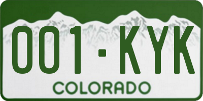 CO license plate 001KYK