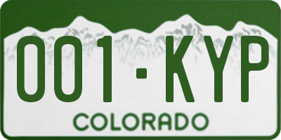 CO license plate 001KYP