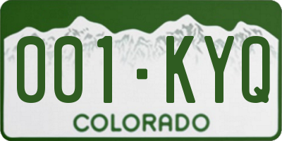 CO license plate 001KYQ