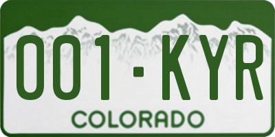 CO license plate 001KYR