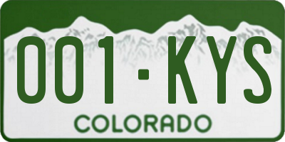 CO license plate 001KYS