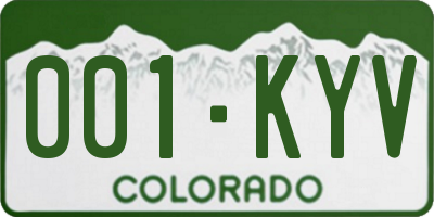 CO license plate 001KYV