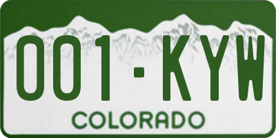 CO license plate 001KYW