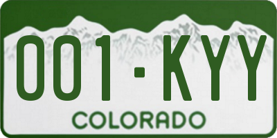 CO license plate 001KYY