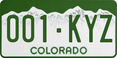 CO license plate 001KYZ