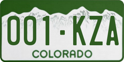 CO license plate 001KZA