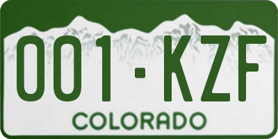 CO license plate 001KZF