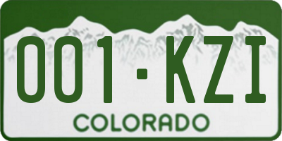 CO license plate 001KZI