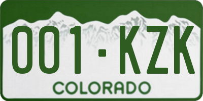 CO license plate 001KZK