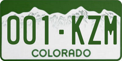 CO license plate 001KZM