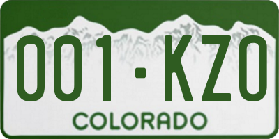 CO license plate 001KZO