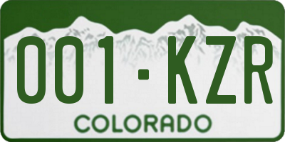 CO license plate 001KZR