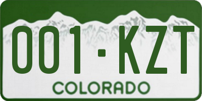 CO license plate 001KZT