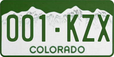 CO license plate 001KZX