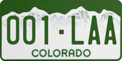 CO license plate 001LAA