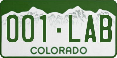 CO license plate 001LAB