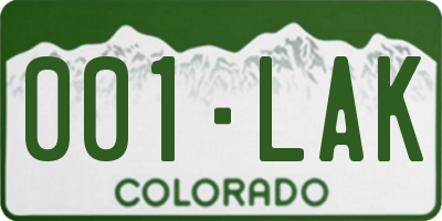 CO license plate 001LAK