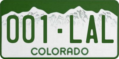 CO license plate 001LAL