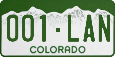 CO license plate 001LAN