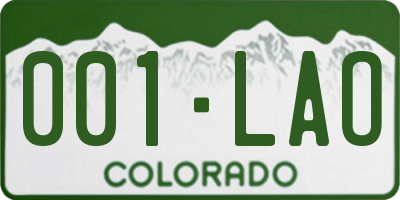 CO license plate 001LAO