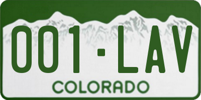 CO license plate 001LAV