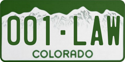 CO license plate 001LAW