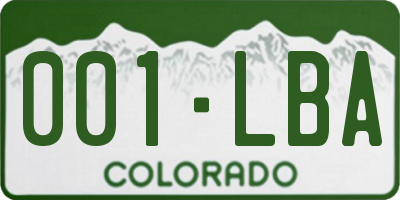 CO license plate 001LBA