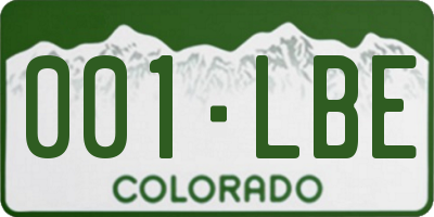 CO license plate 001LBE