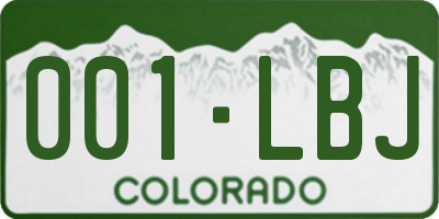 CO license plate 001LBJ