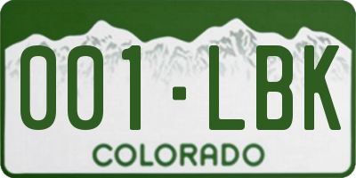 CO license plate 001LBK