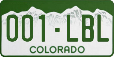 CO license plate 001LBL