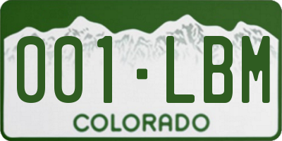 CO license plate 001LBM