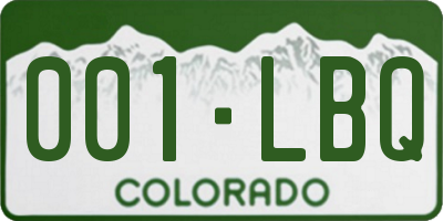 CO license plate 001LBQ