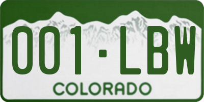 CO license plate 001LBW