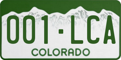 CO license plate 001LCA