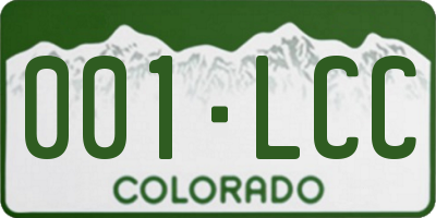 CO license plate 001LCC