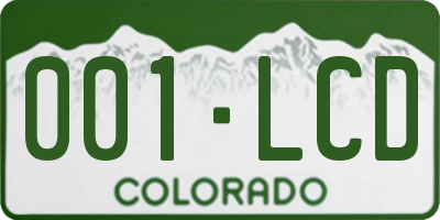 CO license plate 001LCD