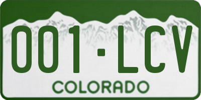 CO license plate 001LCV